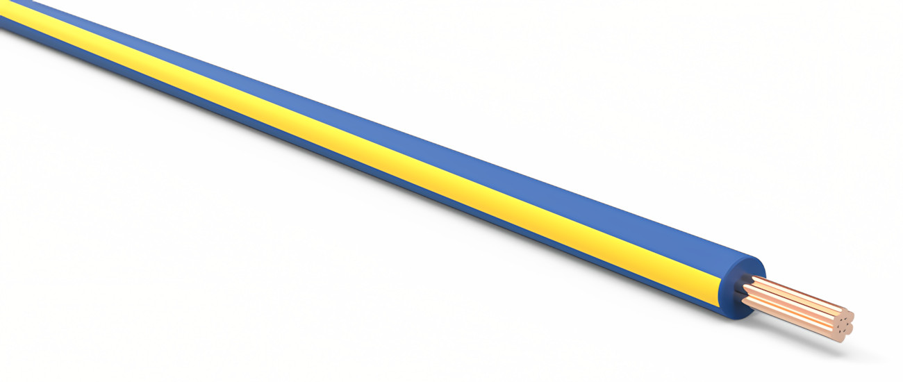 TXL Automotive Wire 20 AWG DARK BLUE w/ YELLOW Stripe Bulk 25 ft Primary Copper