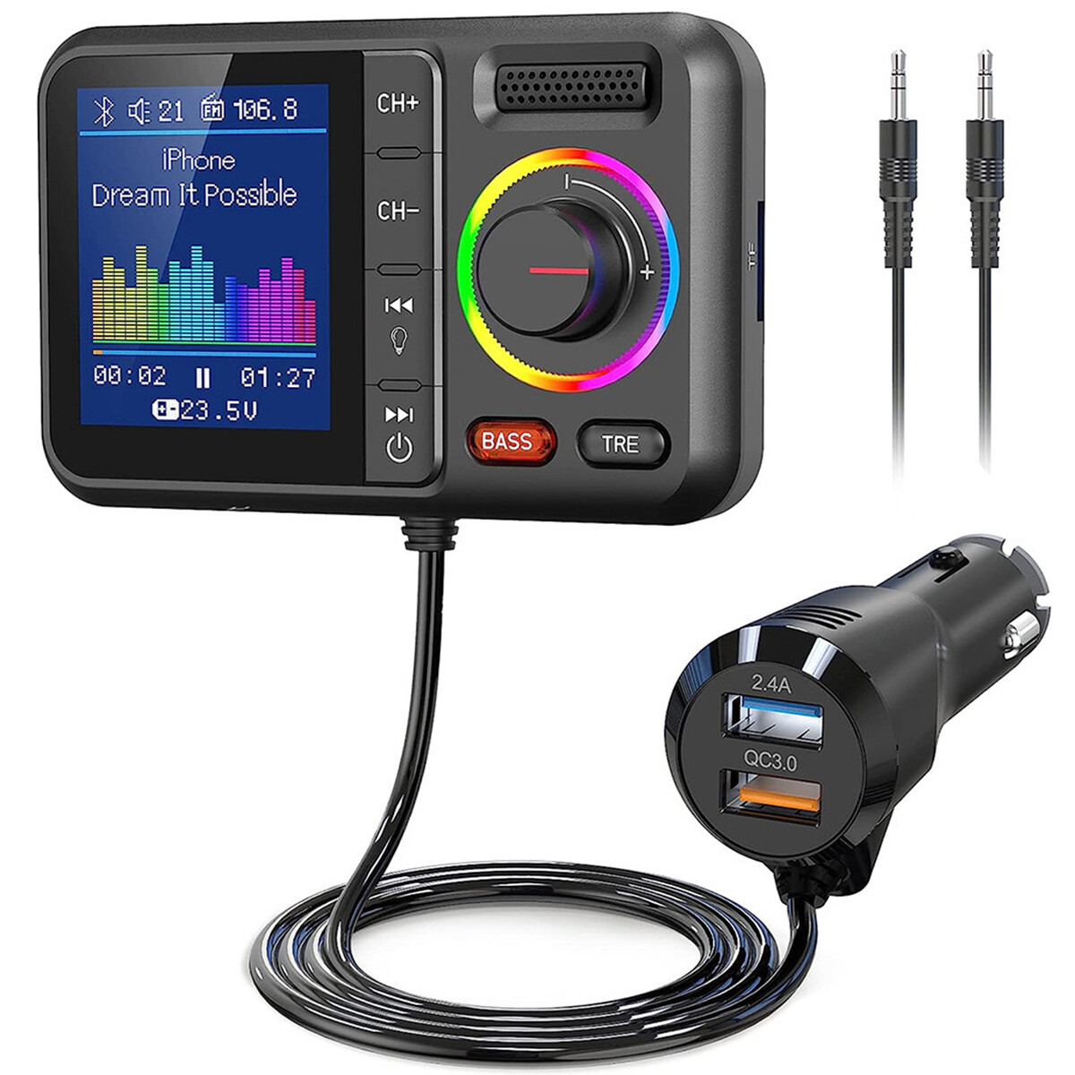 Car FM Wireless Bluetooth Transmitter MP3 Player 2USB Fast Charger Adapter USA