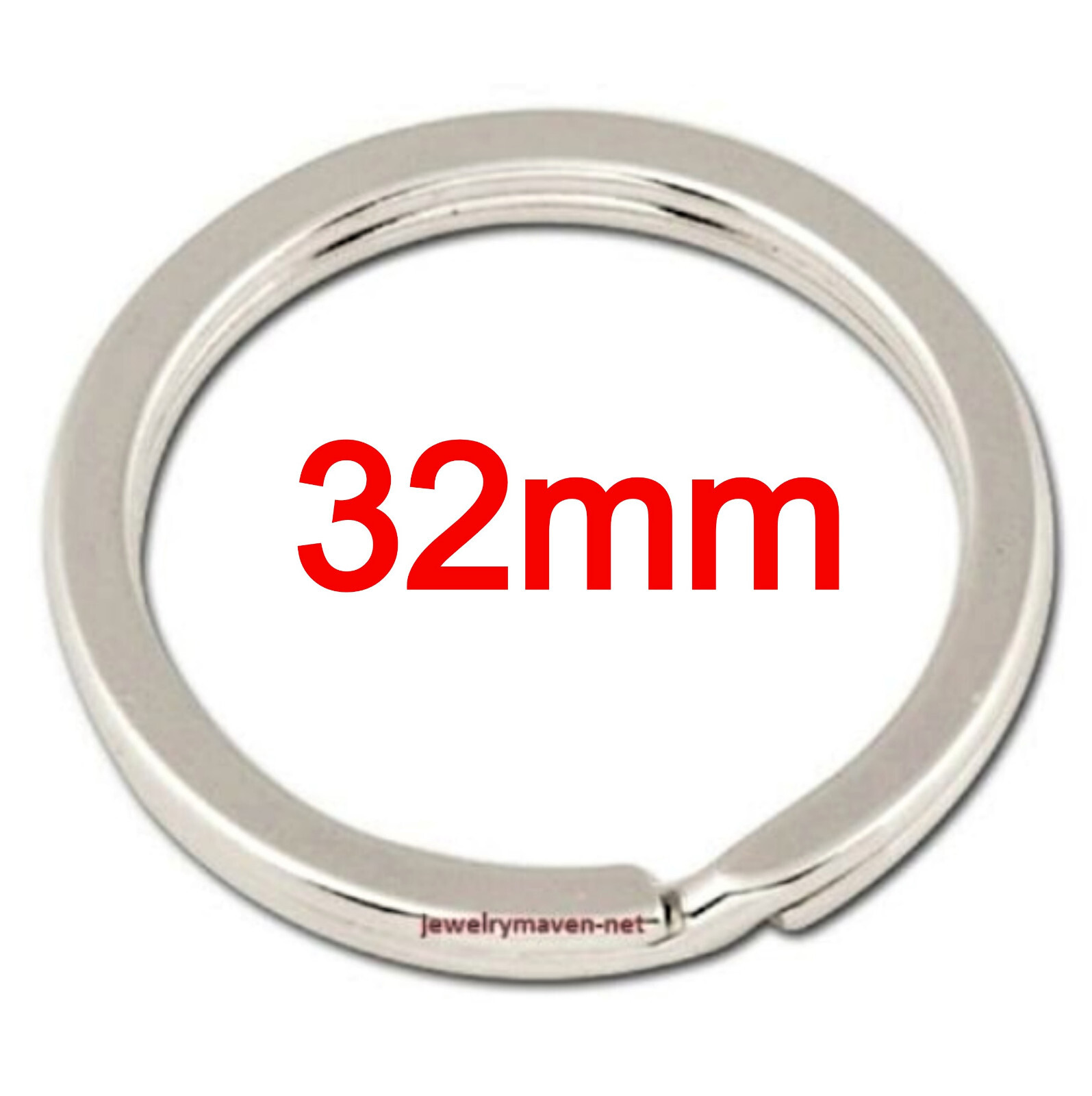 32mm 925 STERLING SILVER FLAT Split Ring KEYCHAIN KEY RING AREZZO 888AR ITALY