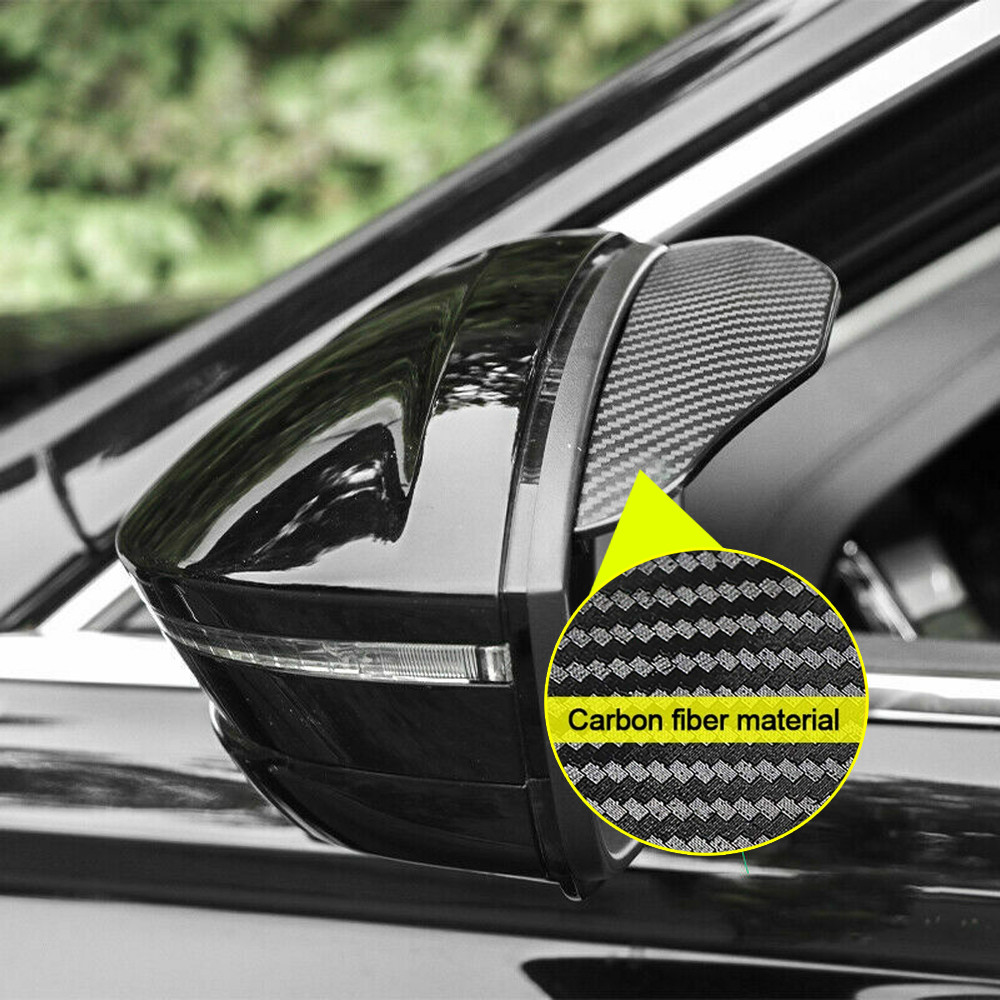 2x Car Carbon Fiber Black Rearview Side Mirror Rain Visor Guard Car Accessories