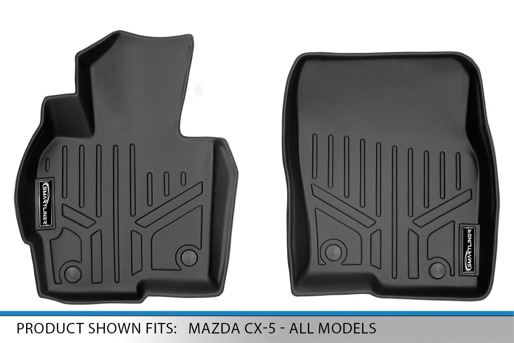 SMARTLINER Custom Fit 1st Row Black Floor Mat Liners For 2013-2016 Mazda CX-5