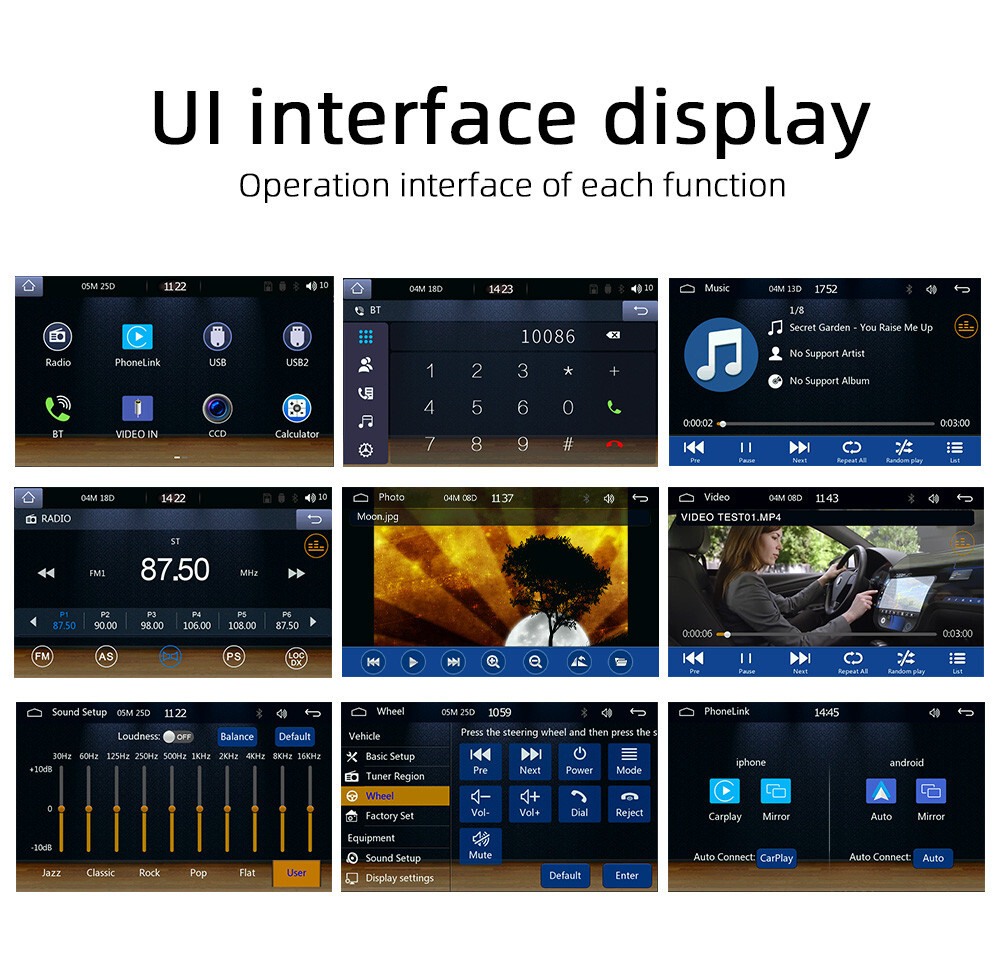 5in Car Radio Stereo MP5 Multimedia Player For Carplay Android Auto Mirror Link