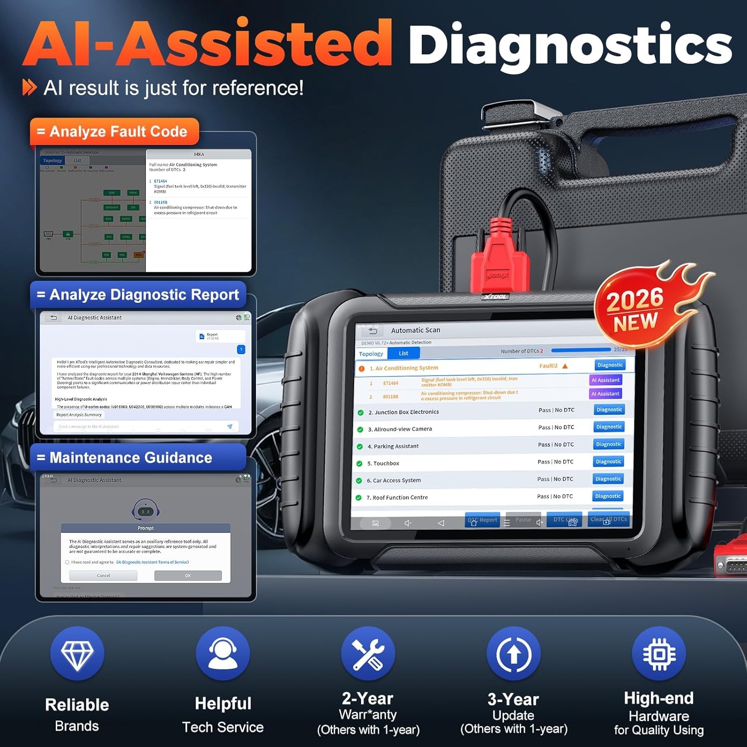 XTOOL D8S Auto Diagnostic OBD2 Scanner E.CU Coding Topology Mapping 38+ Resets