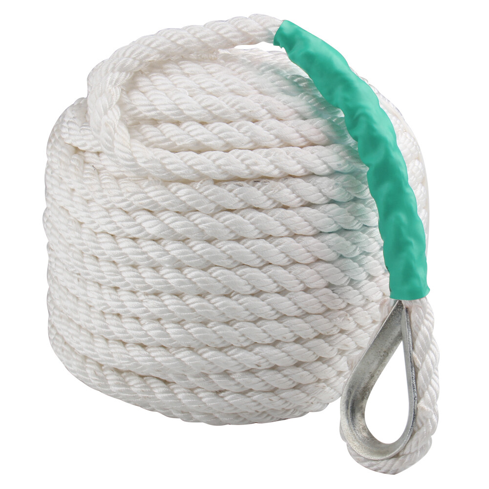 1/2inch 200FT Twisted 3 Strand Nylon Anchor Rope Braided Boat Line w/ Thimble
