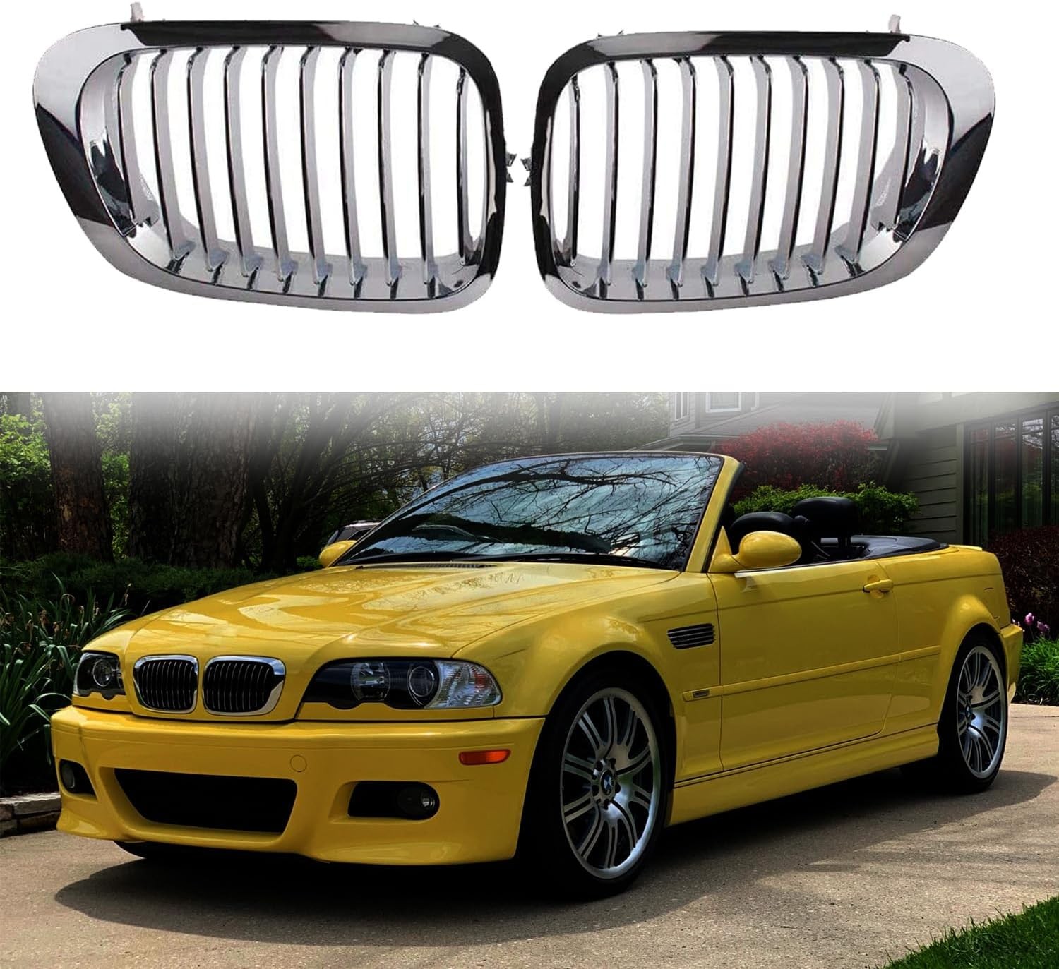 For BMW E46 Sedan Chrome Front Kidney Grille 1998-2001 320i 323i 325i 328i 330i