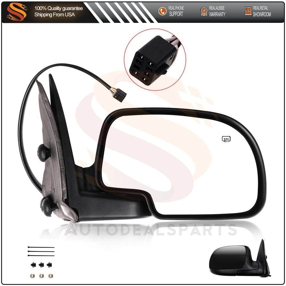 Power Heated Manual Fold For 00-02 Chevy GMC Black Passenger Side View Mirror