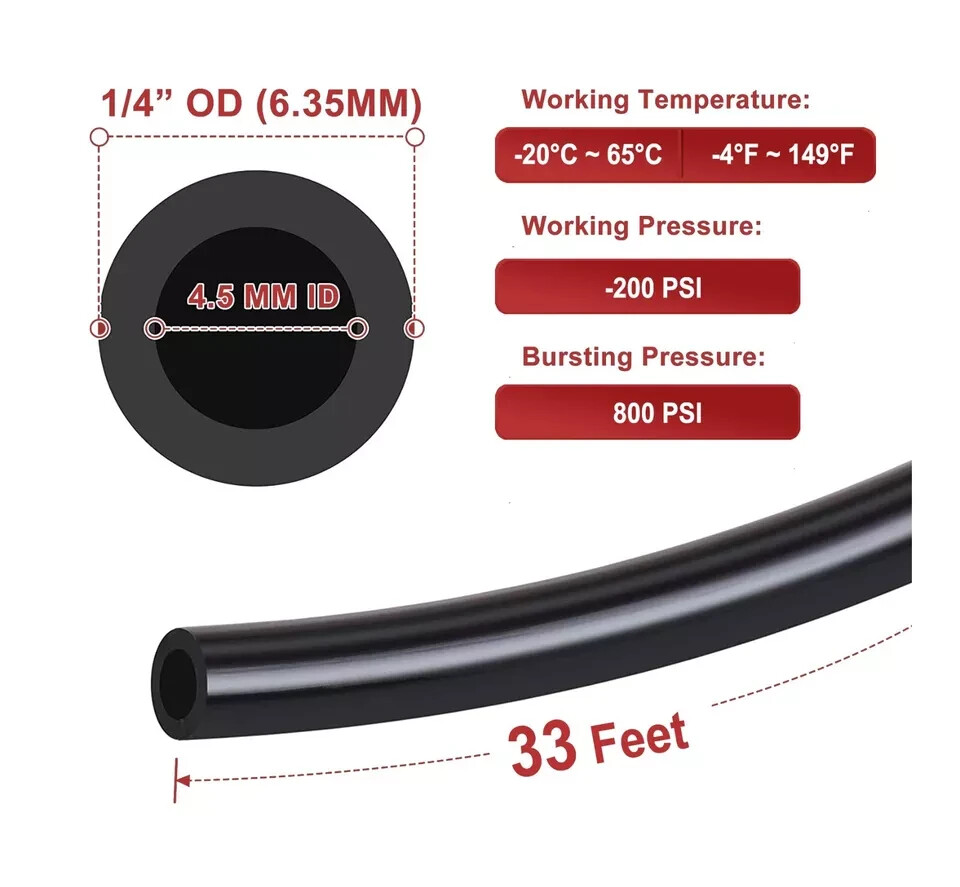 OD 1/4” Nylon Air Line Hose Air Brake System DOT Approved 33ft 50ft 100ft 200ft