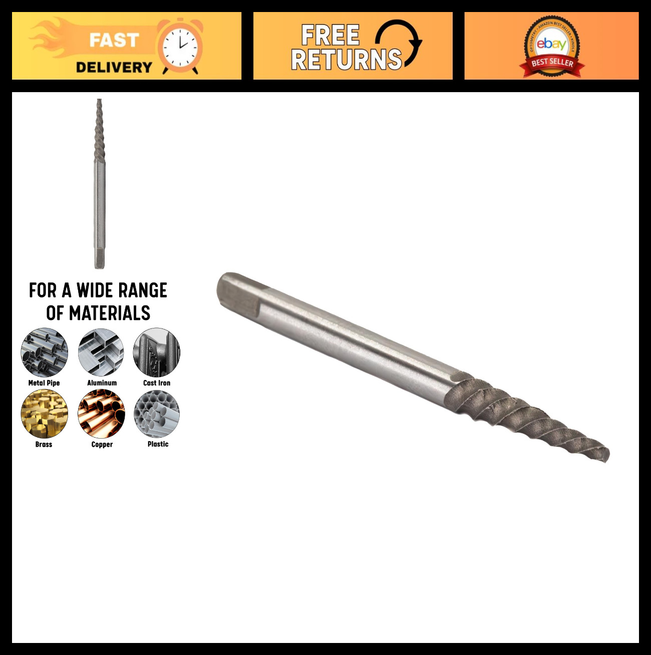 Carbon Steel Screw Extractor Set, 10-Pack, Heavy Duty Tool for Stripped Screws