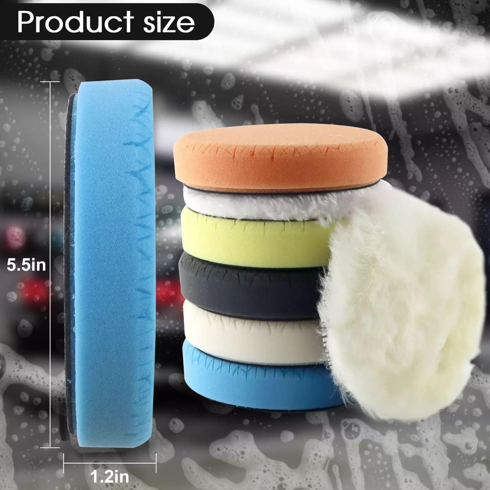 5 Inch Round Grid Sponge Buffing Foam Pads Polishing Kit for DA/RO Polisher