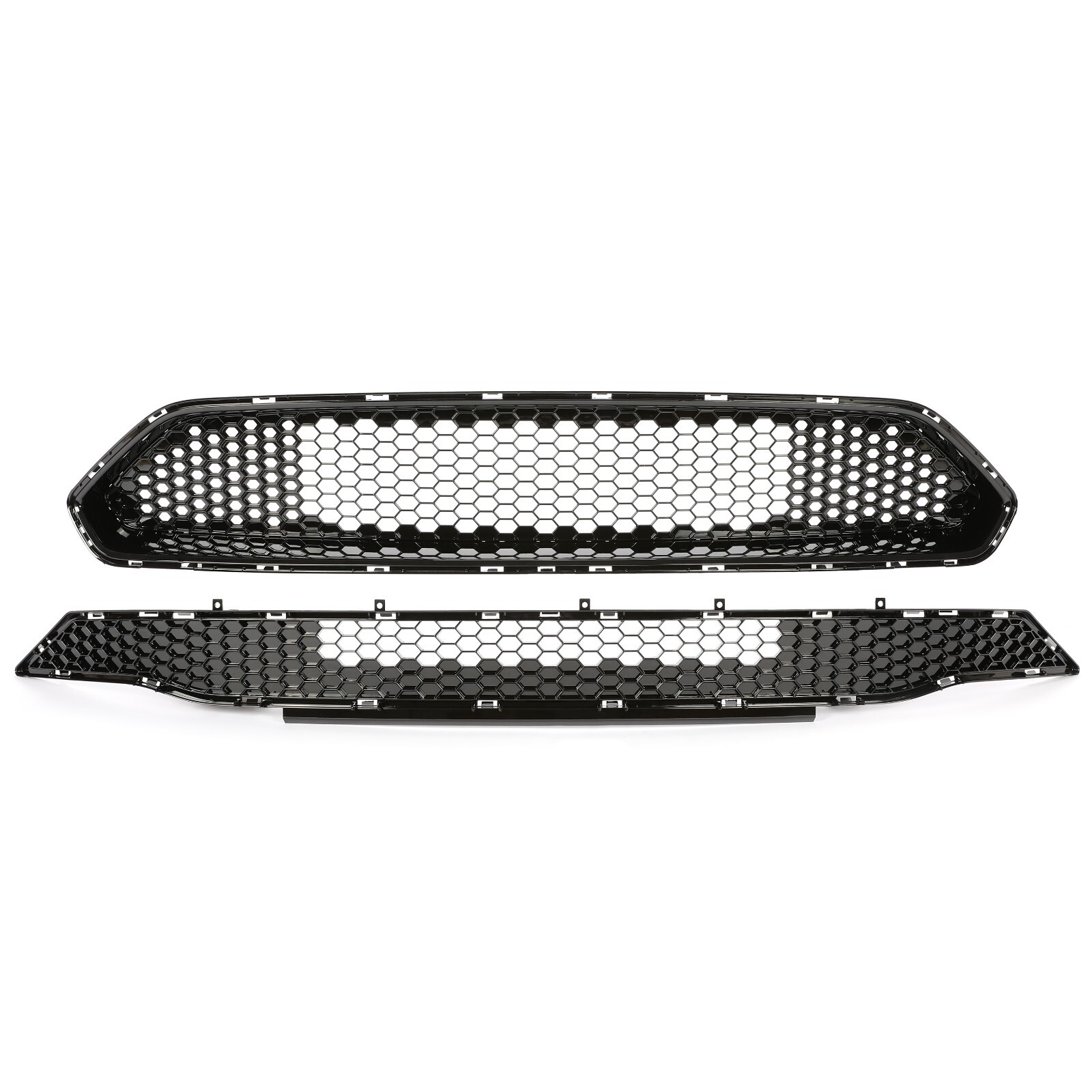 For 2018-2022 Ford Mustang Front Upper + Lower Grille Black Honeycomb Mesh