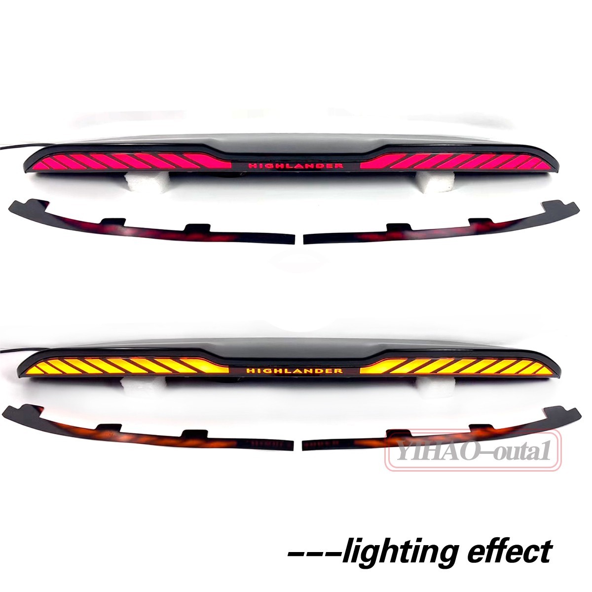 Fit For Highlander 2015-2017 Black Roof Wing Trunk Top Spoiler W/led Light