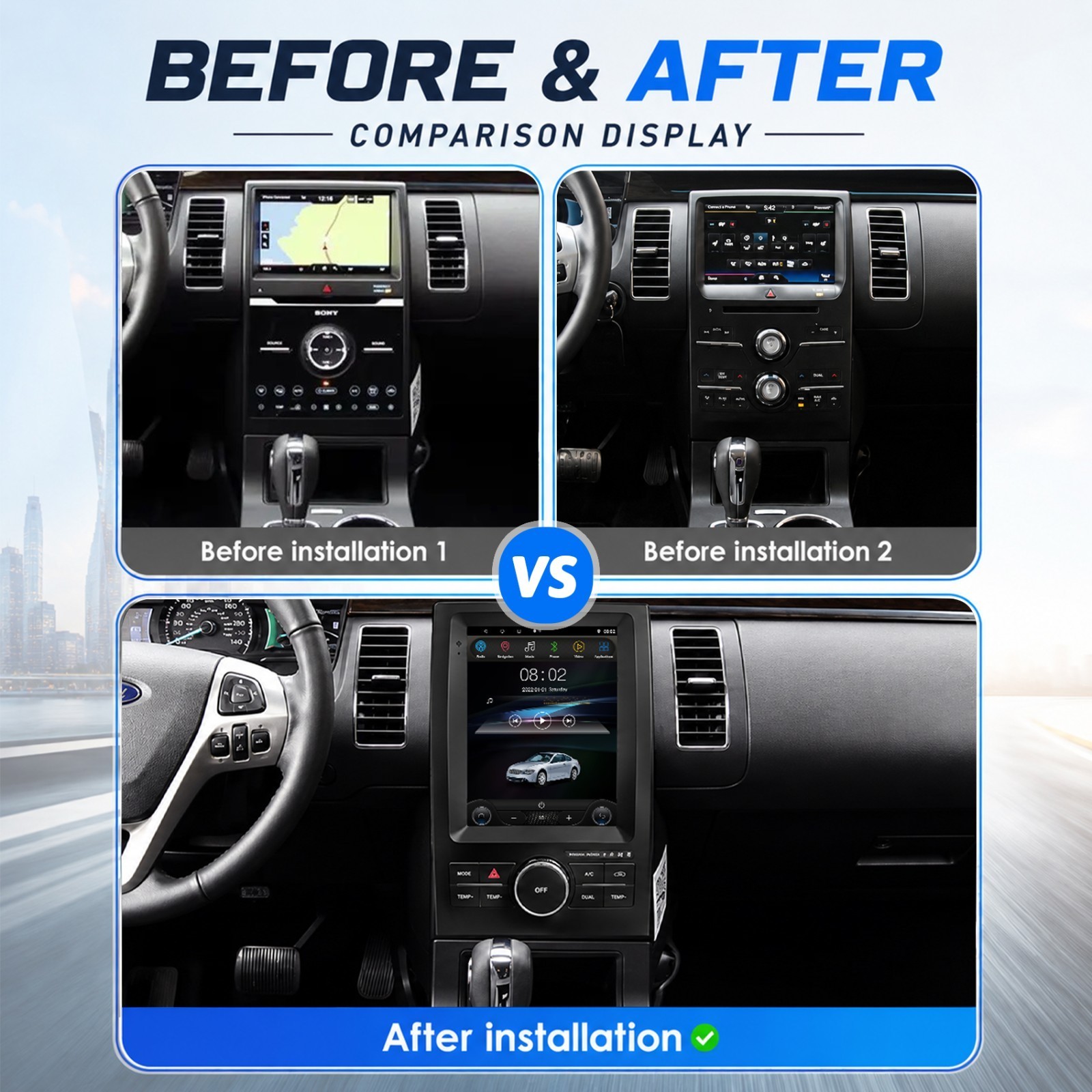 For Ford Flex 2013 – 2019 9.7″ Android 14 Radio Stereo FM Apple Carplay GPS Navi