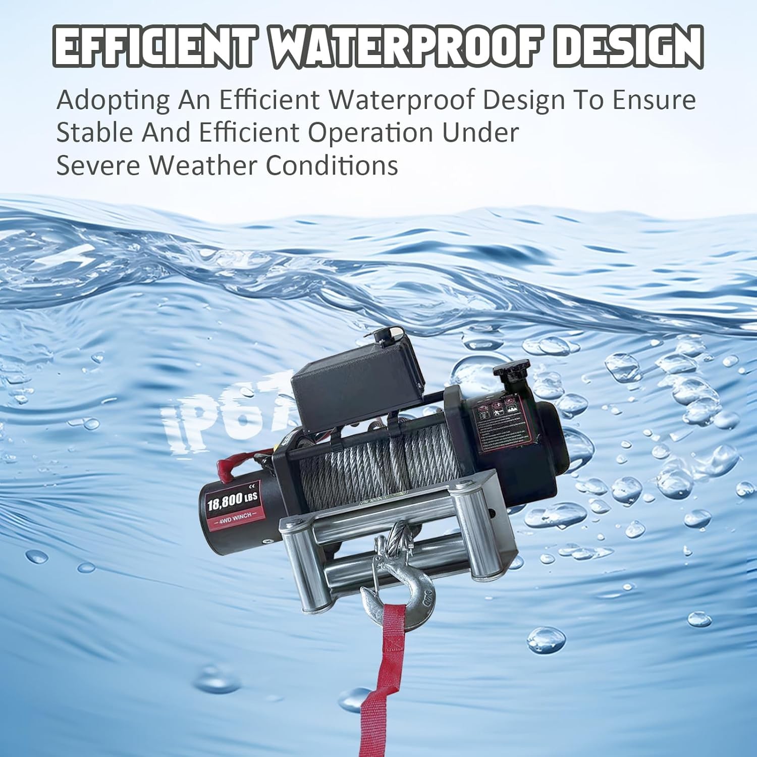 Electric Winch Truck 18,800 lb Steel Cable IP65 Waterproof Remote Control 12V