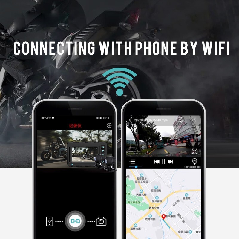 3Inch 2K Motorcycle Dash Cam GPS Navigation Wifi Waterproof IPX66 Video Recorder
