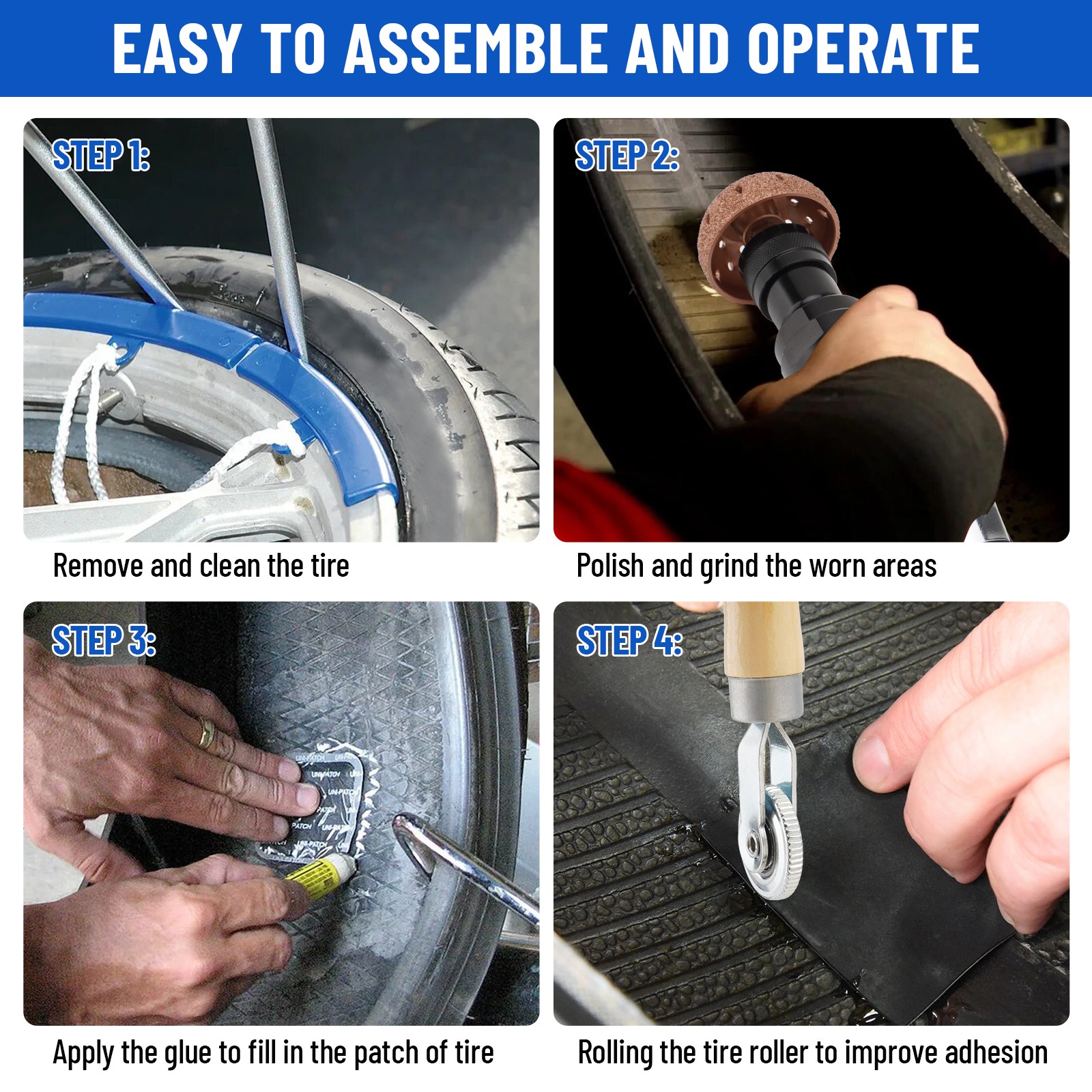Racewill Air Tire Repair Polish Patch Tools Include 2500rpm Low Speed Air Tir…