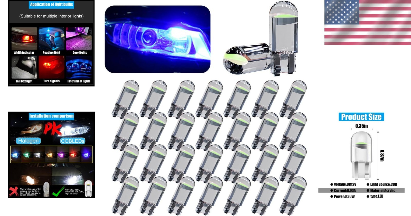 Waterproof 30-Pack 194 COB LED Bulbs – 50,000 Hours Lifespan, Plug and Play