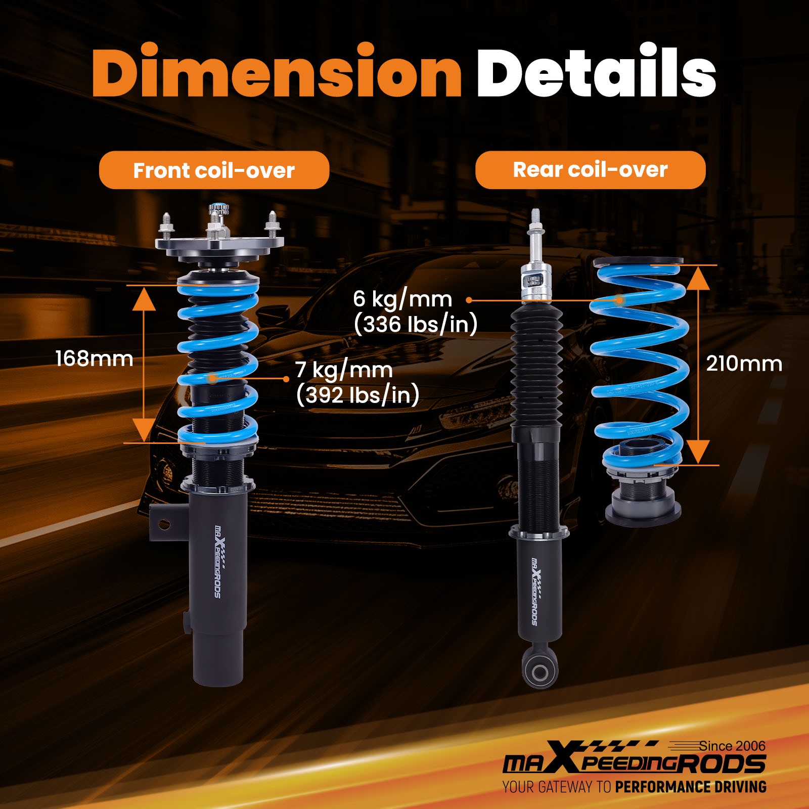 MaXpeedingrods T6 Coilovers 24 Level Damper Lowering Kit For VW Passat 12-16 B7