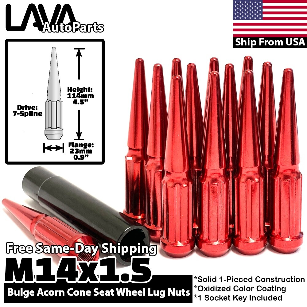 24x Red 14×1.5 Spike Lug Nut Fit Chevy Silverado 1500 Tahoe Suburban Traverse