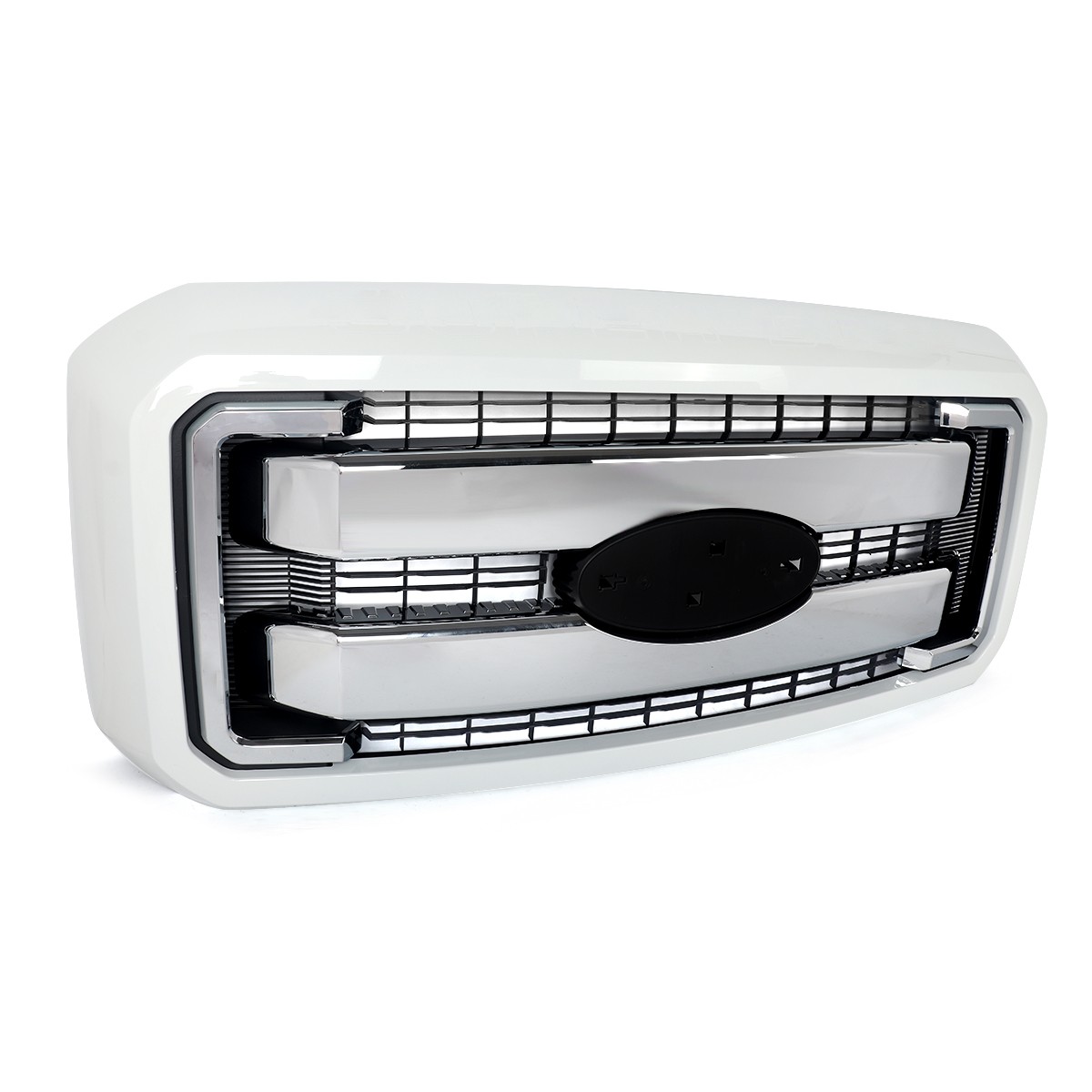 Oxford White & Chrome Front Bumper Grille For 2011-2016 Ford F250 F350 SD Lariat