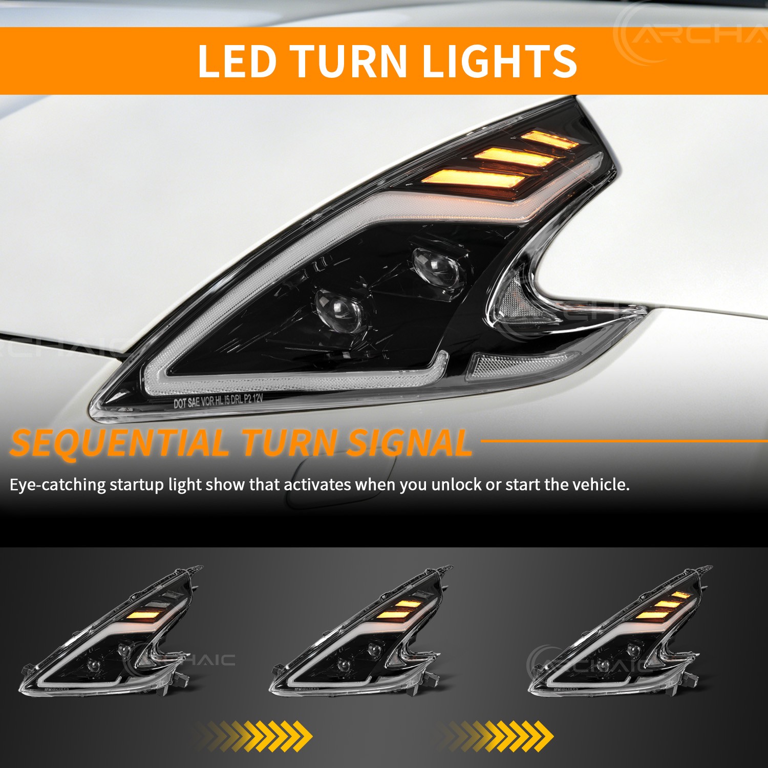 LED Projector Headlights Front Lamp RH+LH For Nissan 370Z Fairlady Z34 2009-2021