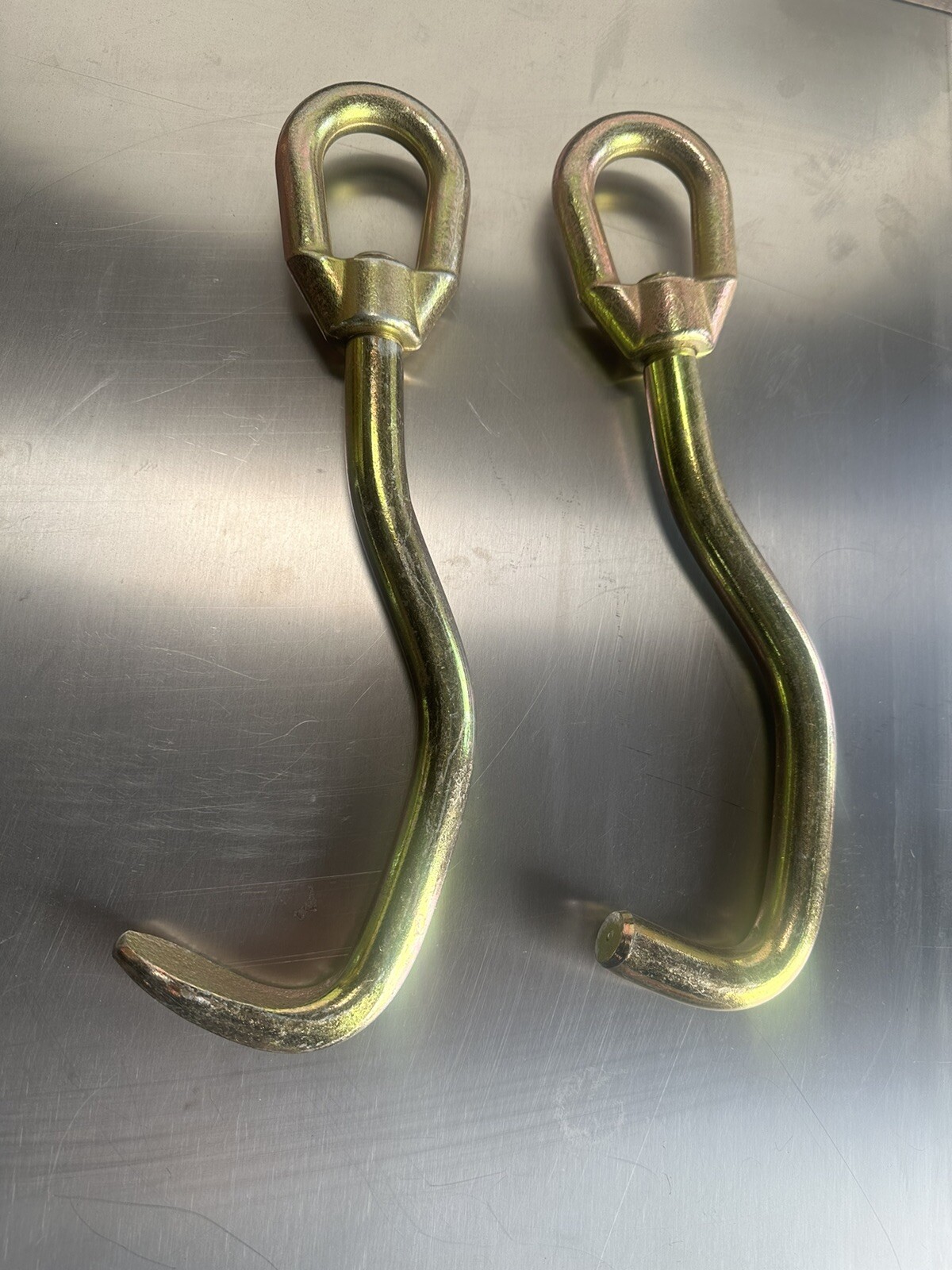 Set Of 2 J-Style Round & Flat Nose Sheet Metal J Hook Auto Repair Pulling Tools