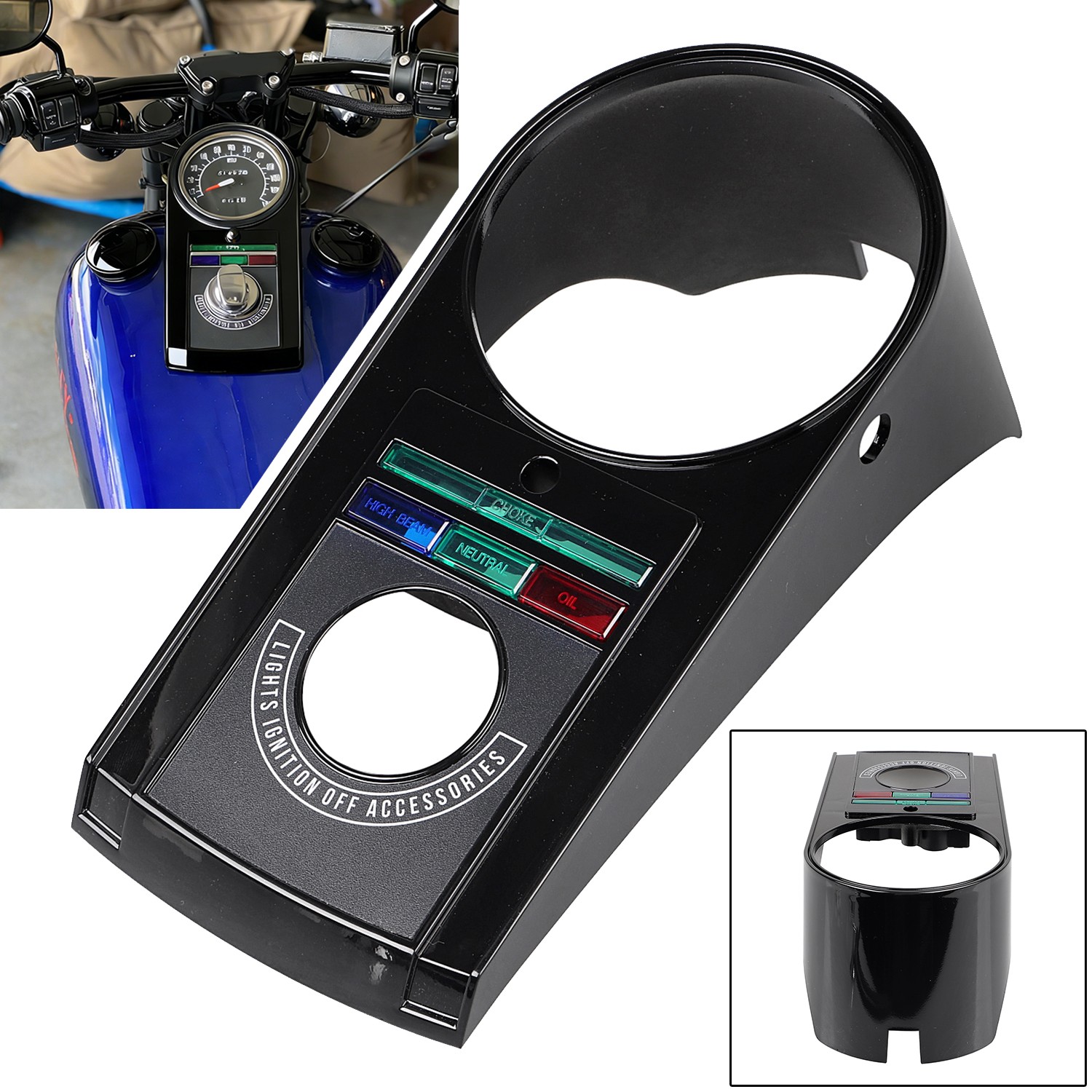 Black ABS Plastic Front Speedo Dash Panel Cover Kit For Harley Electra Glide FLH