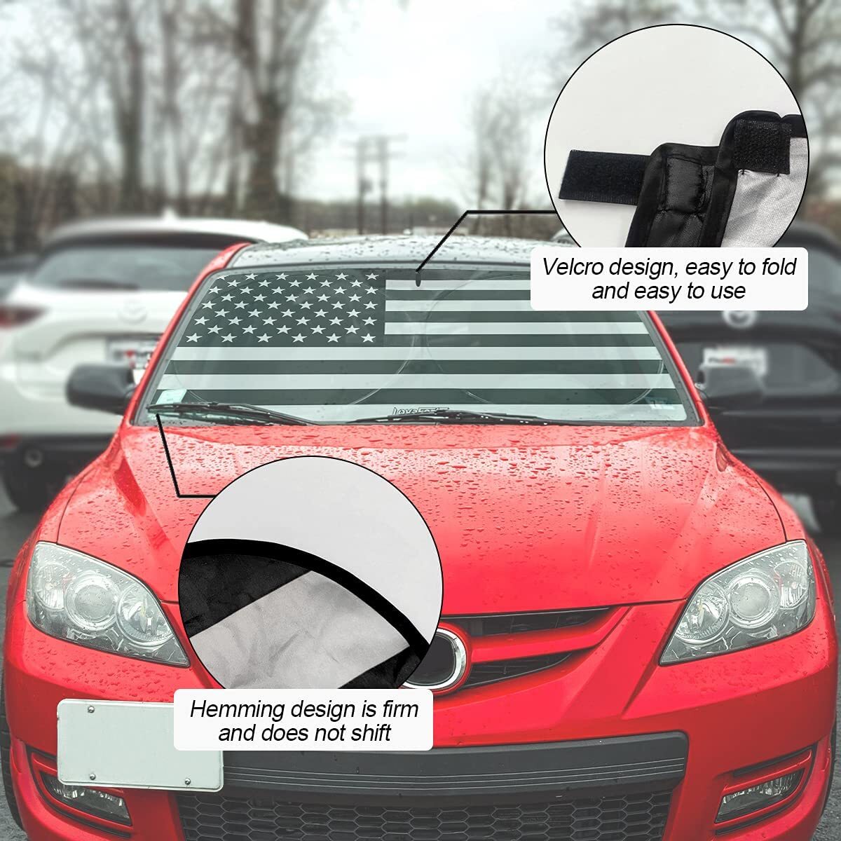 For Ram Accessories Large US Flag Car Windshield Sun Shade Shield Cover Visor