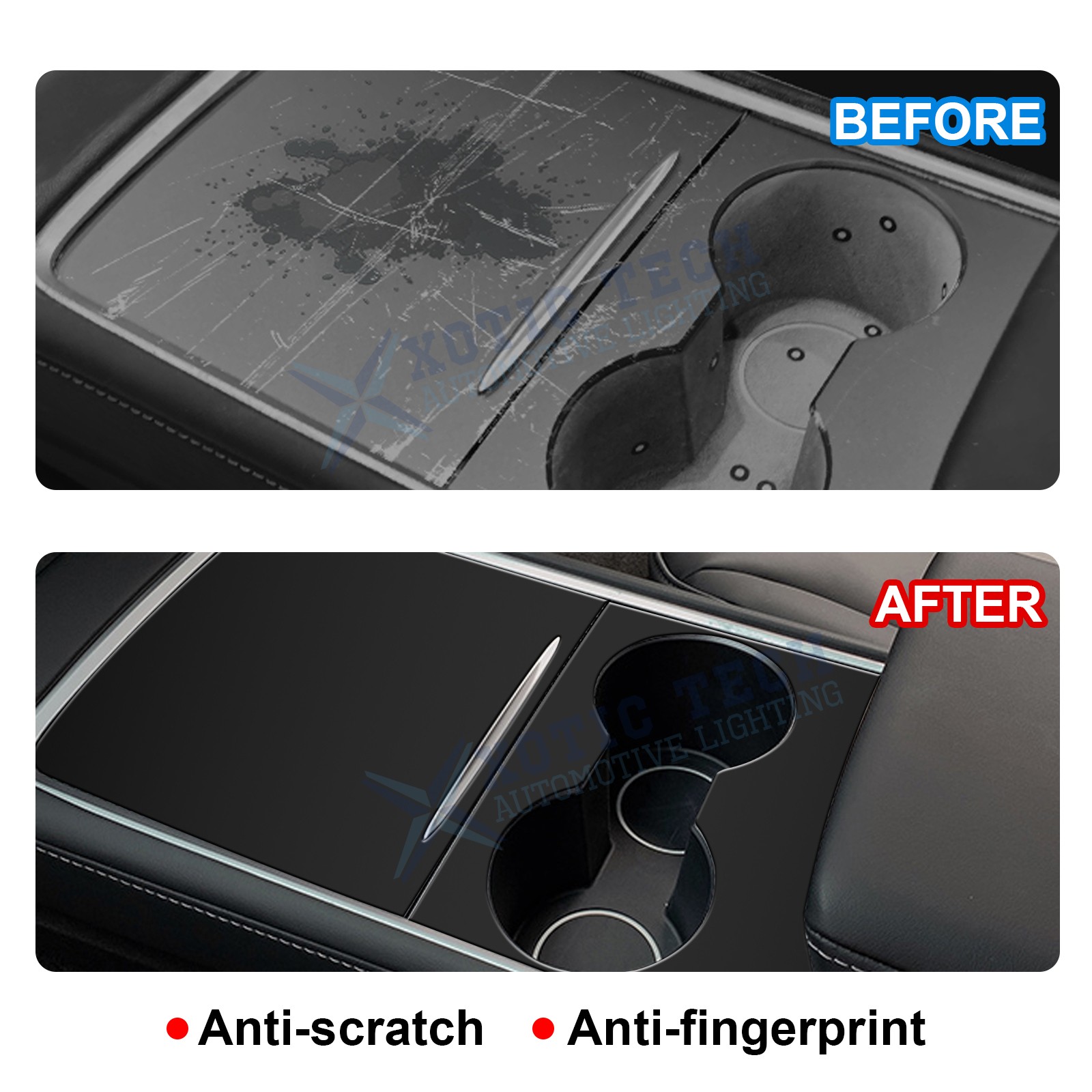 Steel+ABS Matte Black Center Console Cover For Tesla Model 3 2021-23 & Y 2021-up