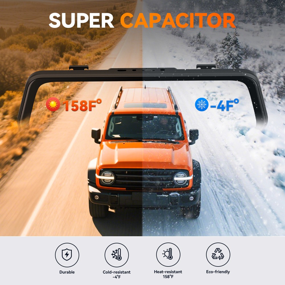 WOLFBOX Mirror Dash Camera 1080P MINI USB Front and Rear View Dash Cam