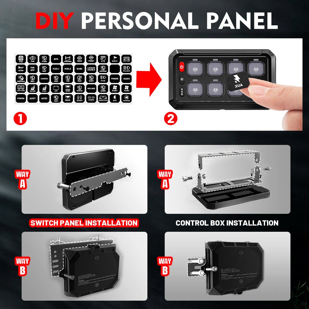 AR-800 Multifunction 8 Gang RGB Switch Panel bluetooth APP Controller For SUV