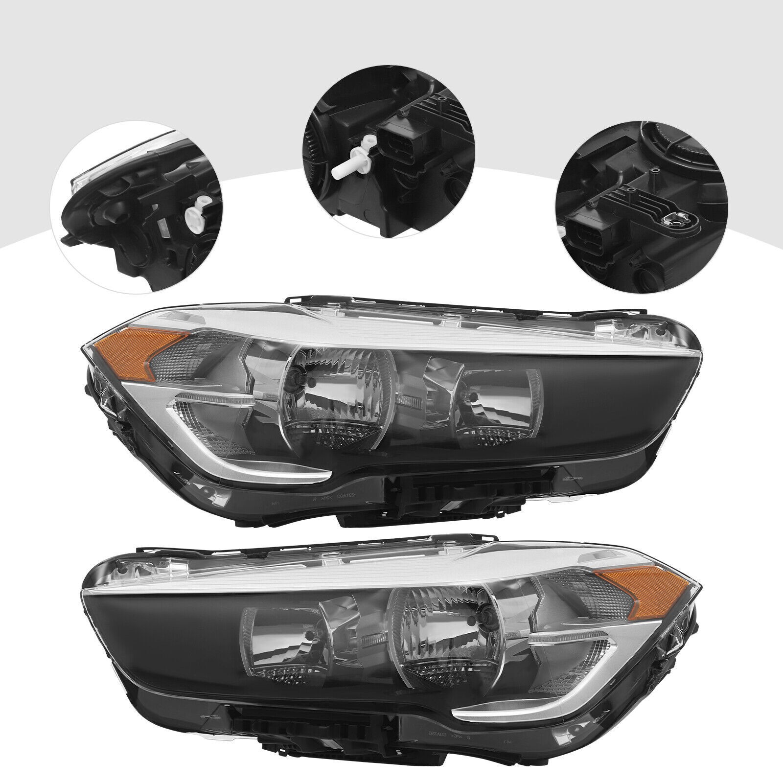 For 16-22 BMW X1 Halogen Headlight Models Only Pair Left & Right Side Headlights