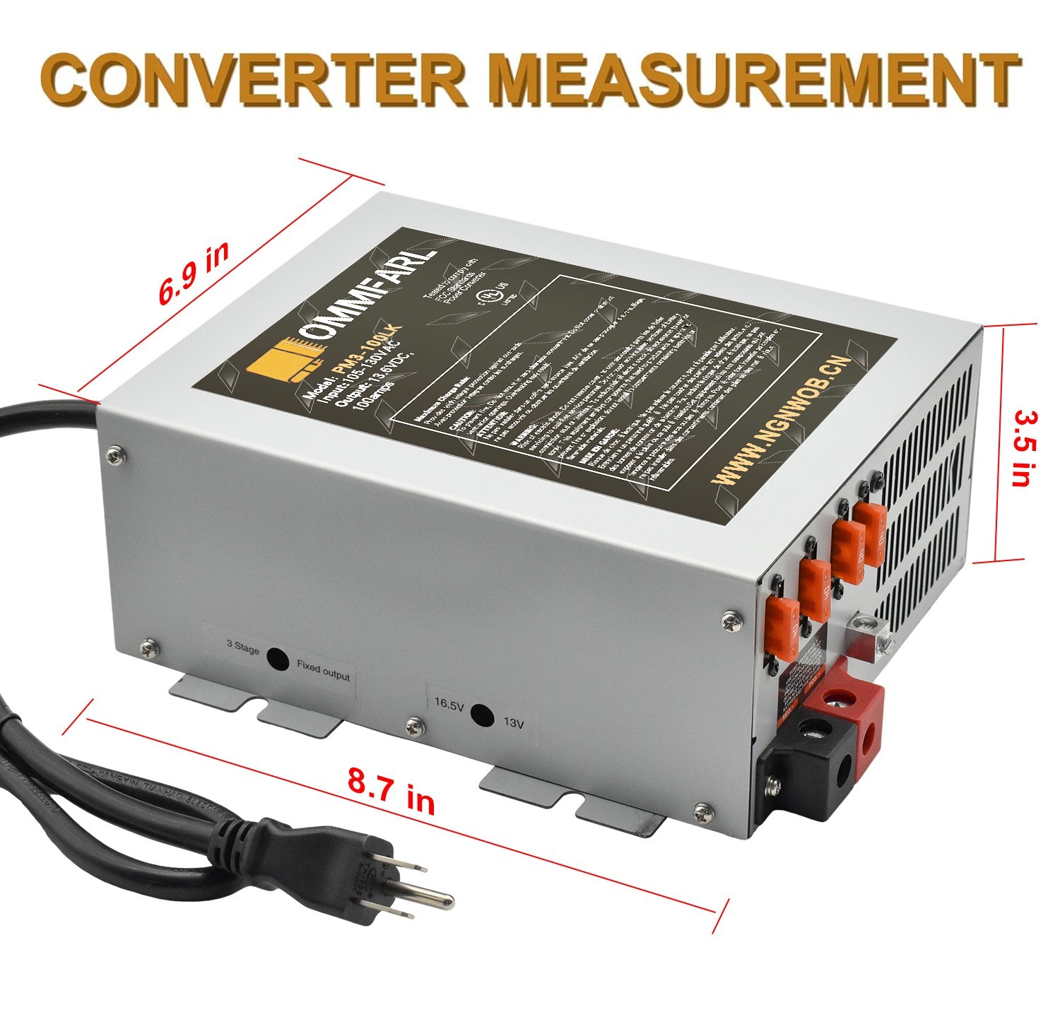 100 amp rv power Converter PM3-100LK for Camper,RV. truck 110v ac to 12v dc