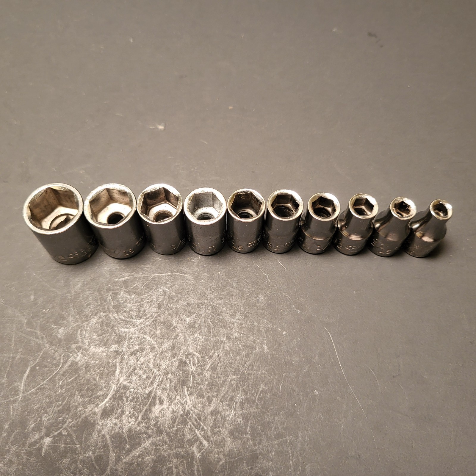 Craftsman made in USA 82 piece socket set metric & sae in tray 1/2” 3/8” 1/4” dr