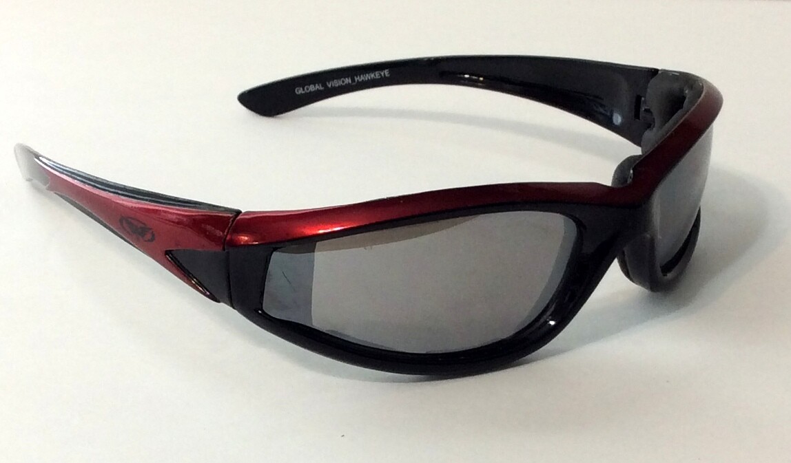 Global Vision Hawkeye Wrap Around Riding Sunglasses – Mirrored Lens and Padded