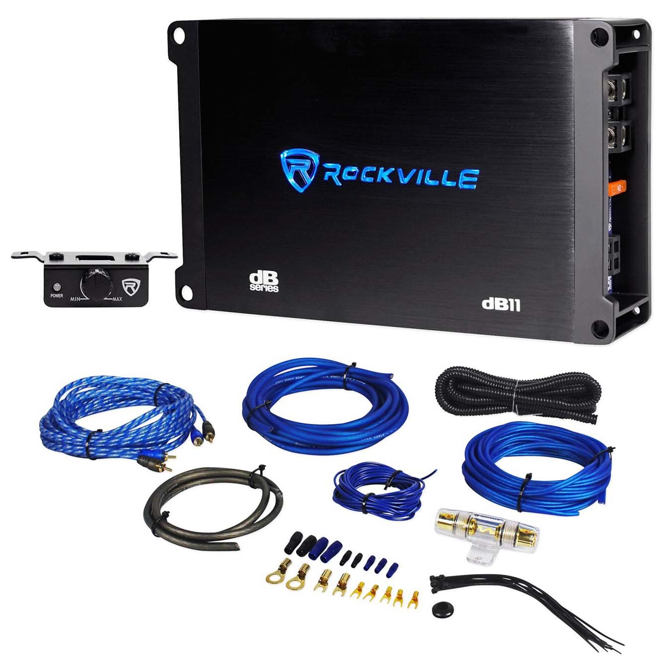 Rockville dB11 1400w Peak/350w RMS Mono 2-Ohm Amplifier Car Amp+Bass Remote