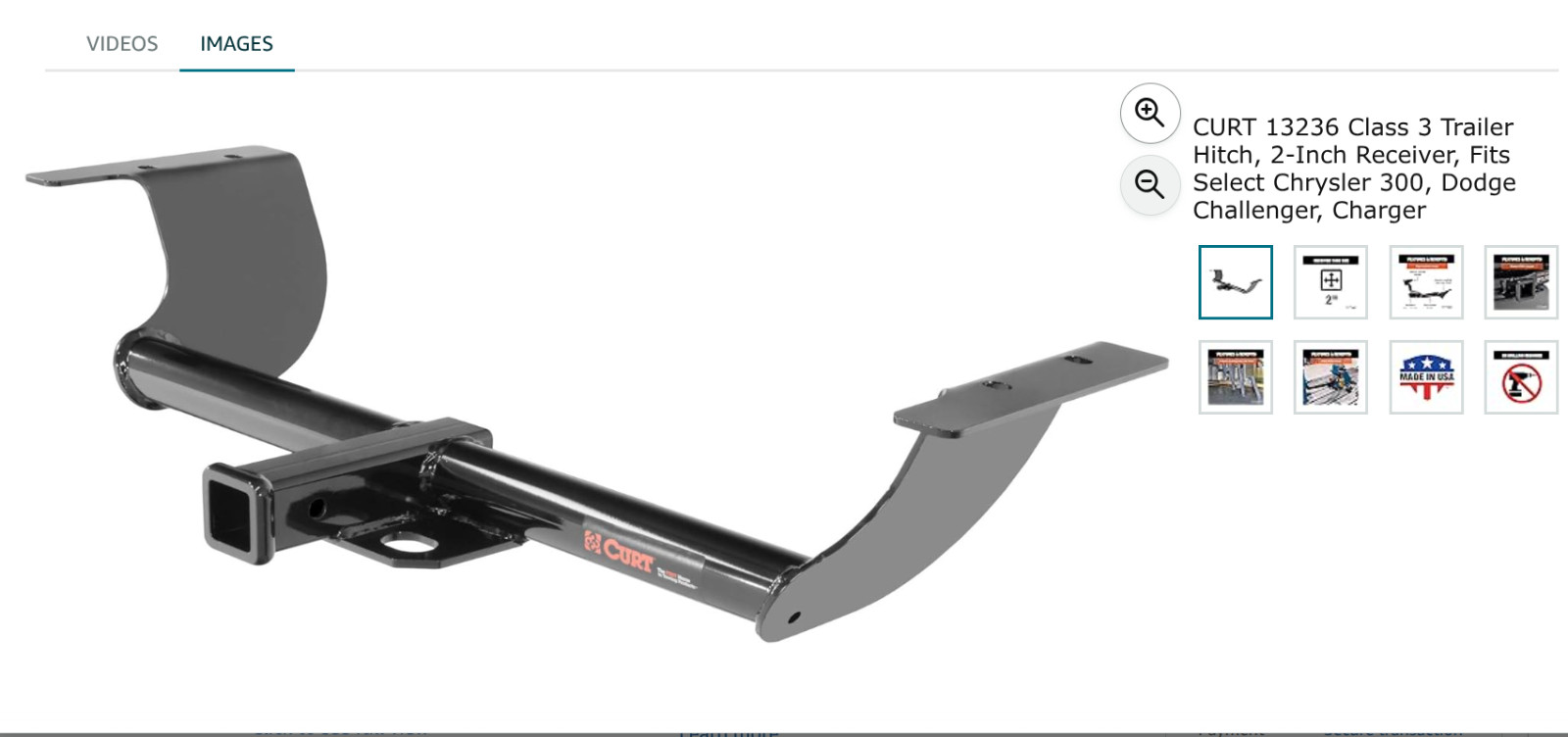 Curt 13236 Class 3 Trailer Hitch 2 Inch Receiver Chrysler 300 – Dodge Charger