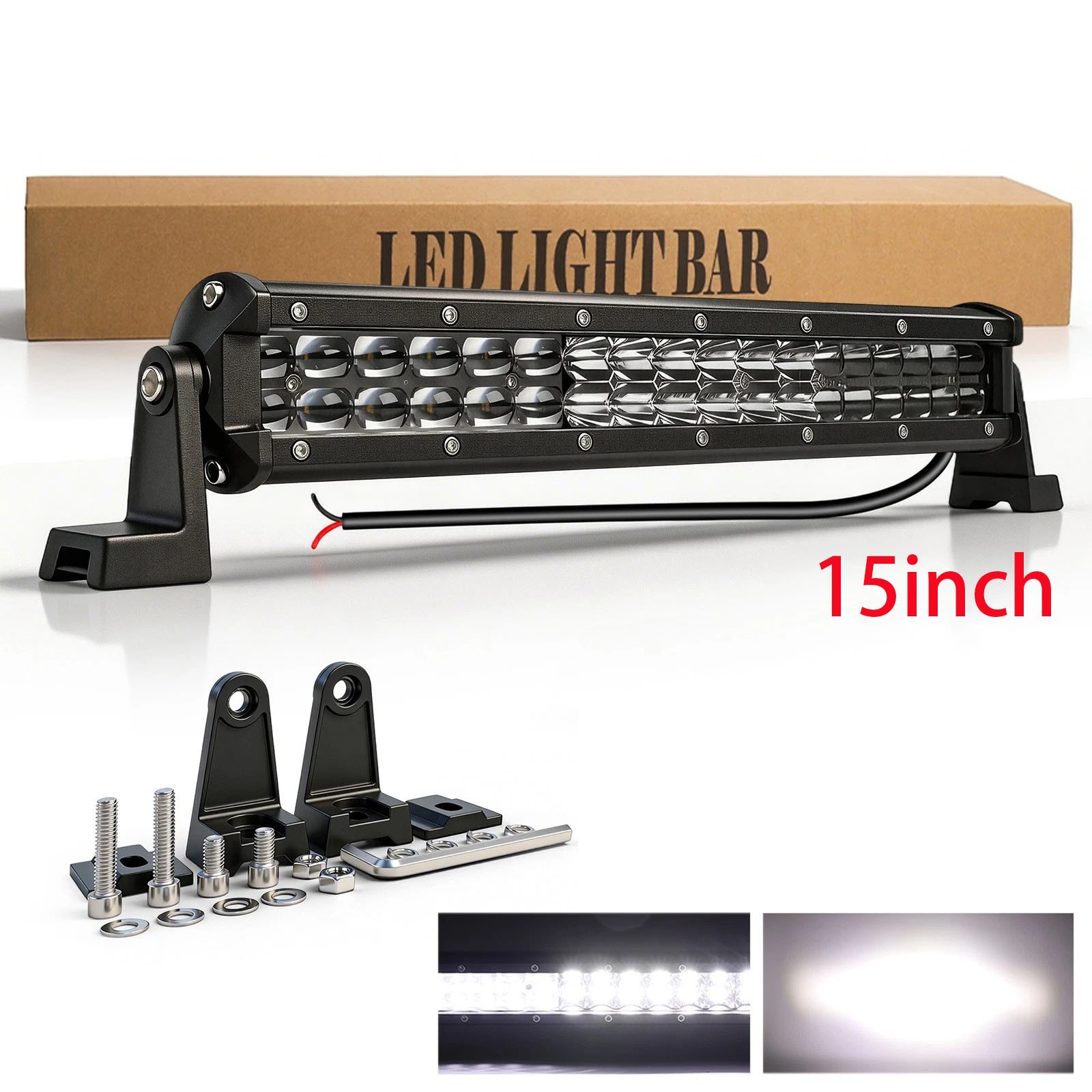 15 20 24 28 33 42 48” Dual Row LED Light Bar Spot Flood Combo Truck Off Road