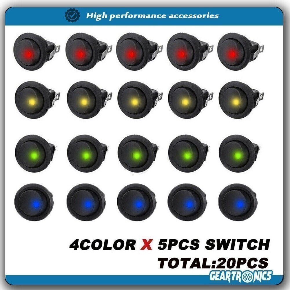 20PCS ROCKER SWITCH Toggle 12V Led Light Car Auto Boat Round ON/ OFF SPST 20 */