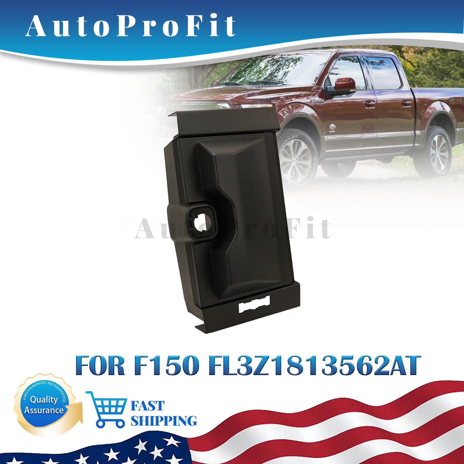 NEW FL3Z1813562AT For F150 Seat Armrest Cup Holder Storage Box Replacement