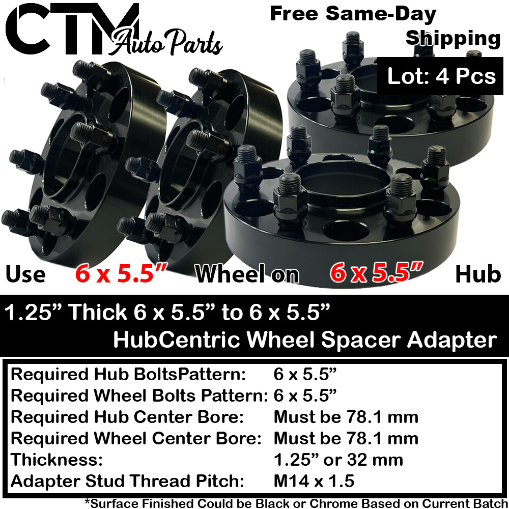 4x 1.25″ 6×5.5″ (6×139.7) Hubcentric Wheel Spacer Adapter QX80/Titan XD/Ram 1500