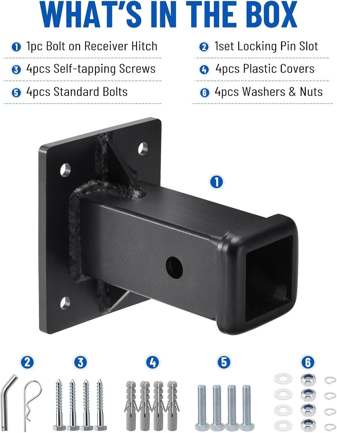Bolt-On Trailer Hitch Receiver Tube 2″ Hitch Wall Mounted Tongue Lawn Tractor US