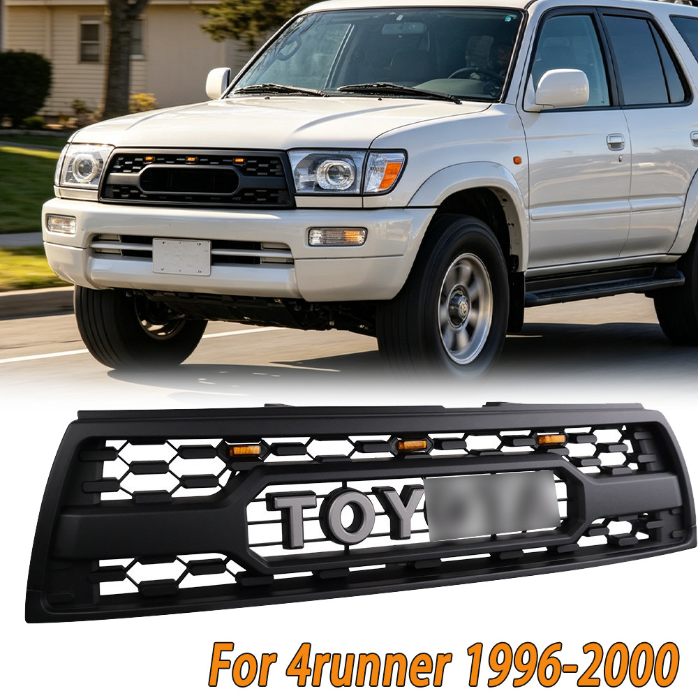 Front Grille For 1996-2002 Toyota 4Runner Black Mesh Grill W/Led Lights&Letters