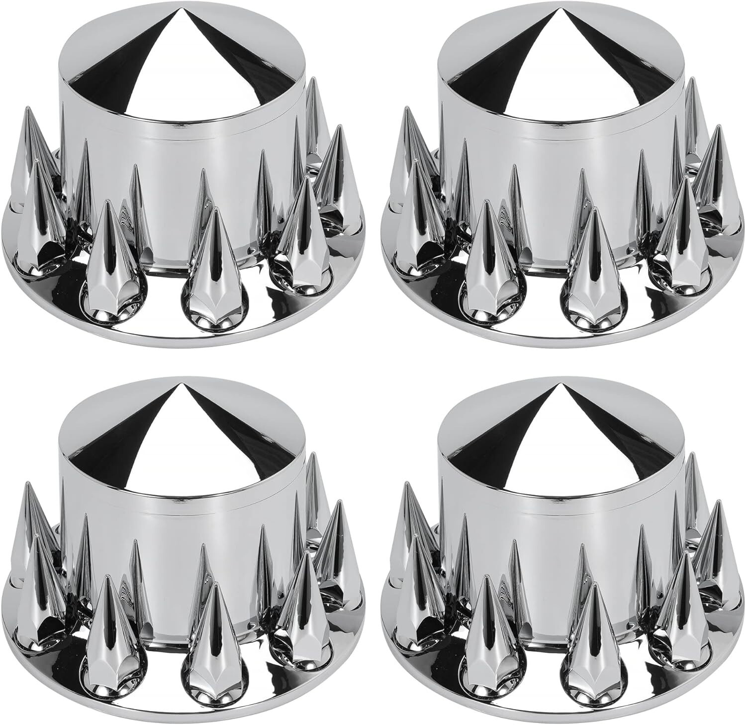 Spiked Hub Cover Chrome ABS Kits 33mm Front & Rear Semi Truck Wheel Axle Covers