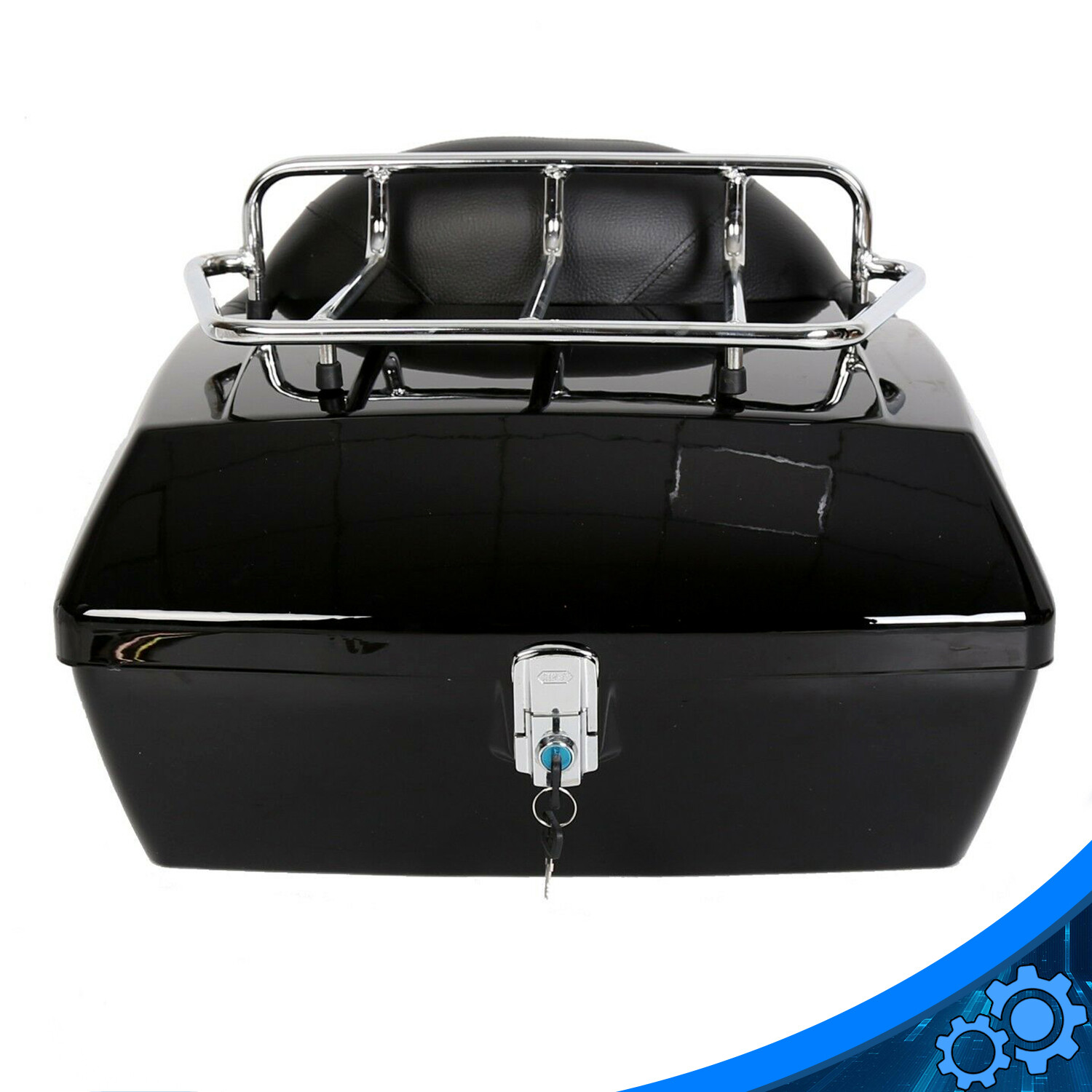 Hard Motorcycle Trunk Luggage Case Tail Box W/Backrest For Harley Yamaha Suzuki