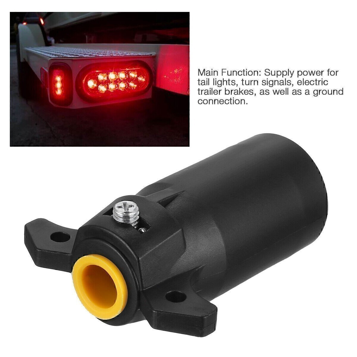 7 Way Round RV Style Trailer Light Plug Connector Replacement End Blade Pin .