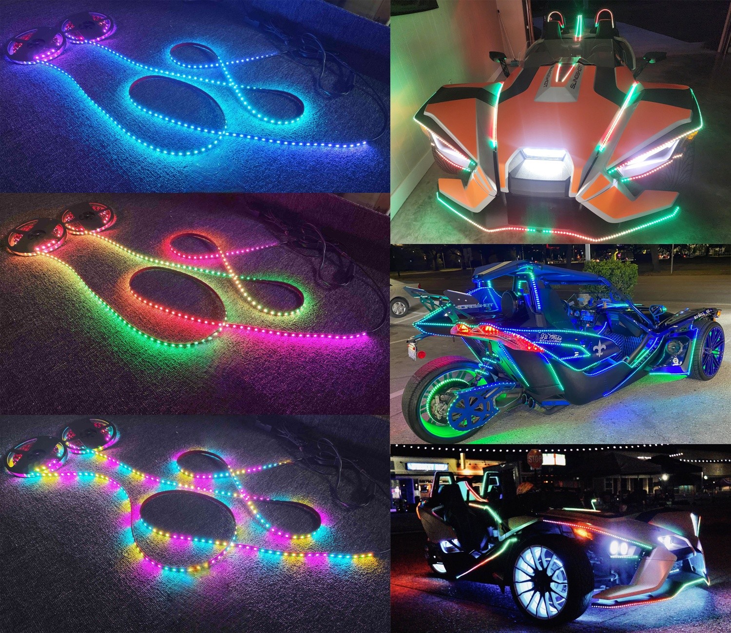 Tinted BlackOut IP65 16PCS 6.5FT CHASING Dream Color Light Strips For Slingshot