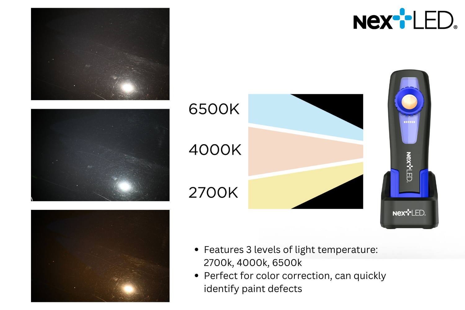 Professional CRI 97+ 3 Temperature Rechargeable Color Matching Light, NextLED