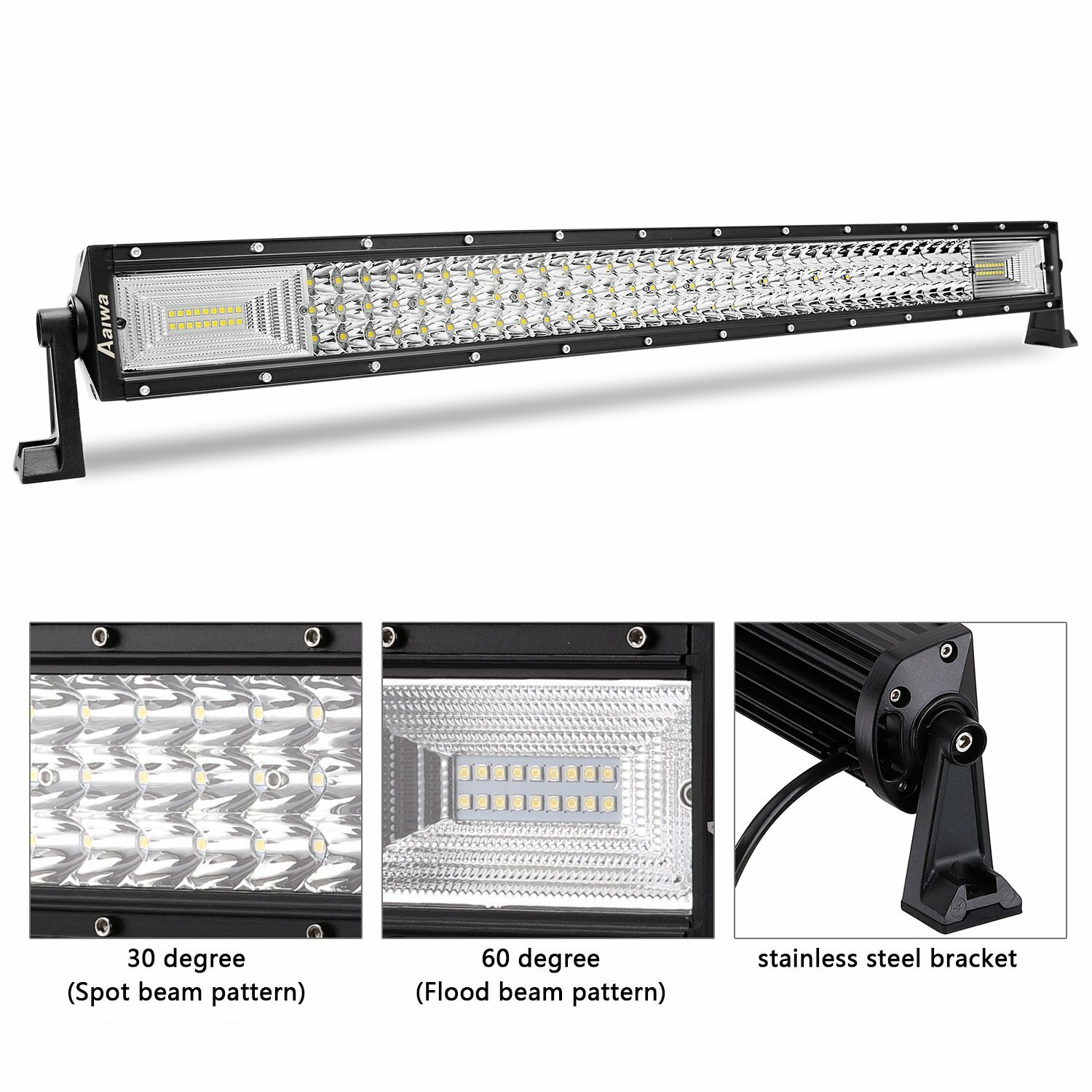 34 Inch LED Work Light Bar Tri Row Spot Flood Combo Truck SUV ATV 4WD 32″