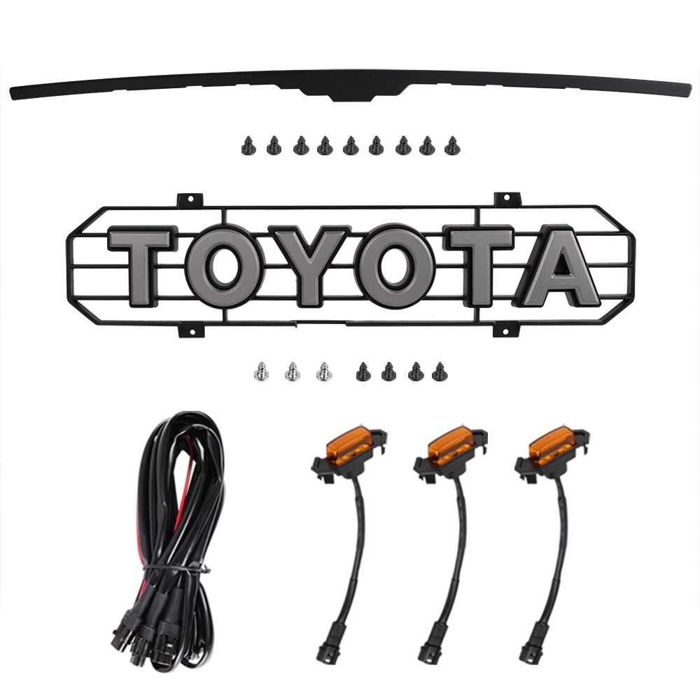 Front Grille For 1996-2002 Toyota 4Runner Black Mesh Grill W/Led Lights&Letters