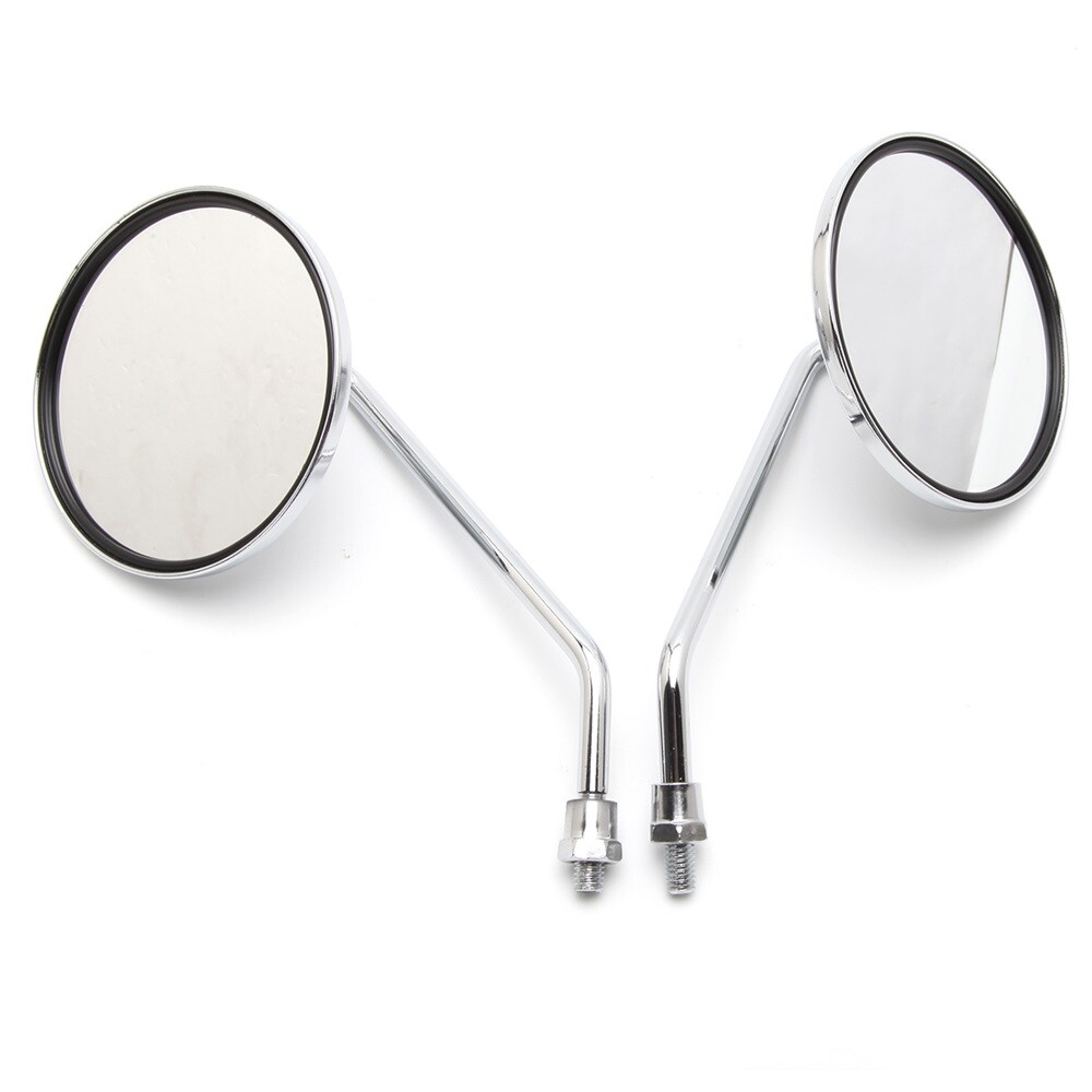 Motorcycle Chrome Round Rearview Side Mirror Universal For Vespa PX 125 Scooter
